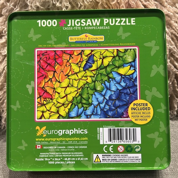 ⚫️2/$12⚫️ Eurographics Puzzle in Tin: Butterfly Rainbow, 1000 Piece Puzzle - Picture 2 of 5